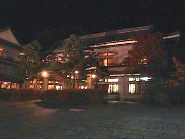 Hot spring inn at night